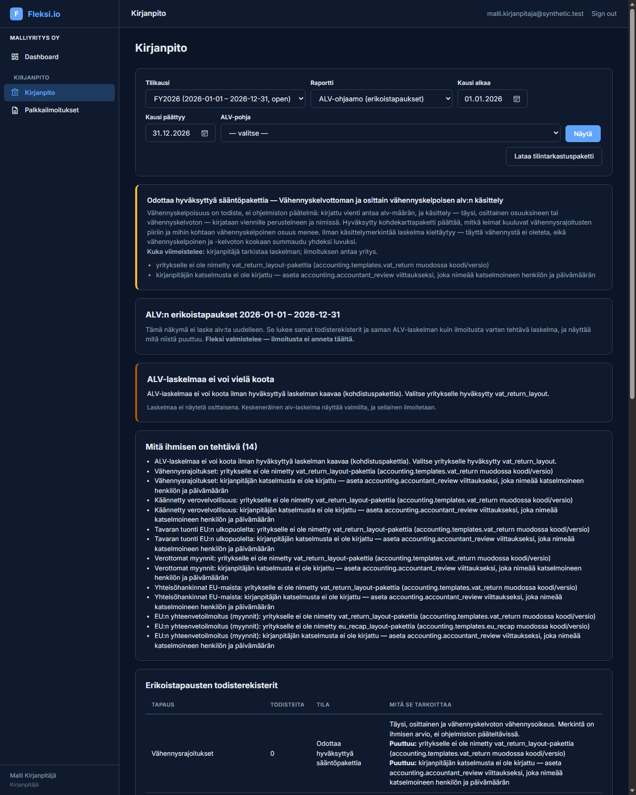 ALV-ohjaamo: erikoistapaukset ja ilmoitusrekisterit yhdellä näytöllä.